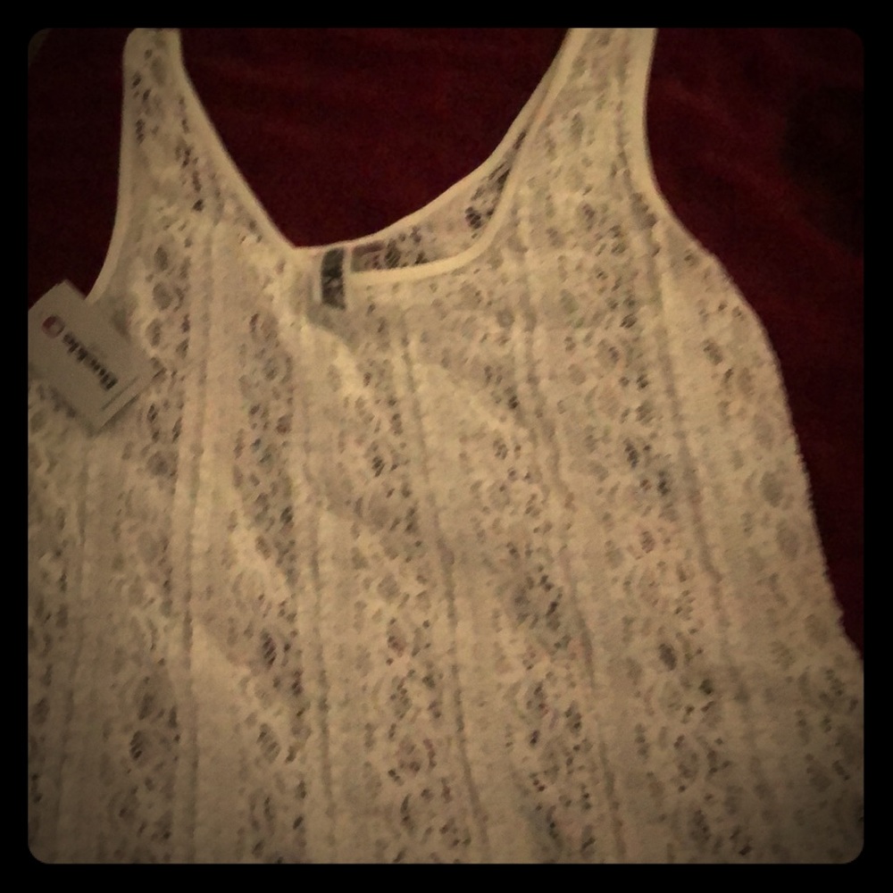 Buckle white lace tank